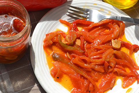 Bagte peberfrugter pimientos asados med økologisk olivenolie