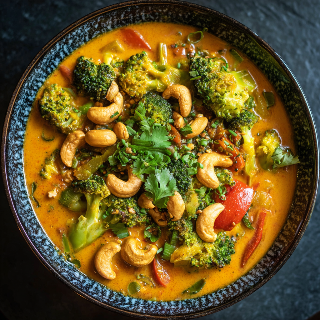 Wokret med karry og cashewnødder