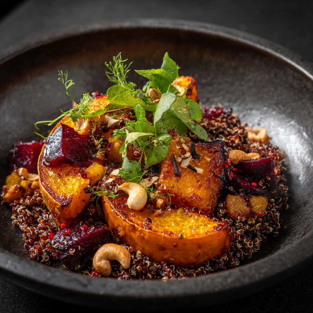 Varm quinoasalat med græskar og rødbede