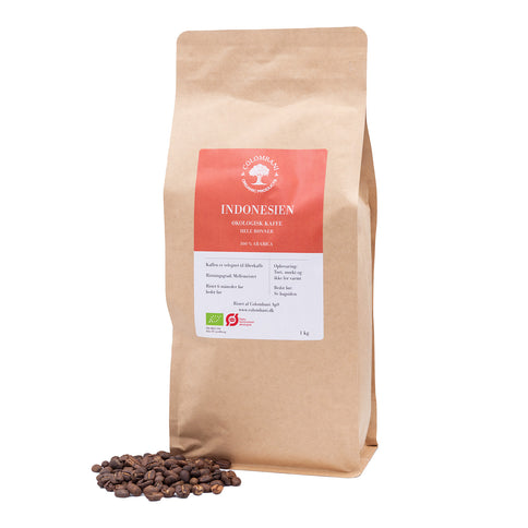 Indonesien, hele kaffebønner, 1 kg, mellemristet, økologisk