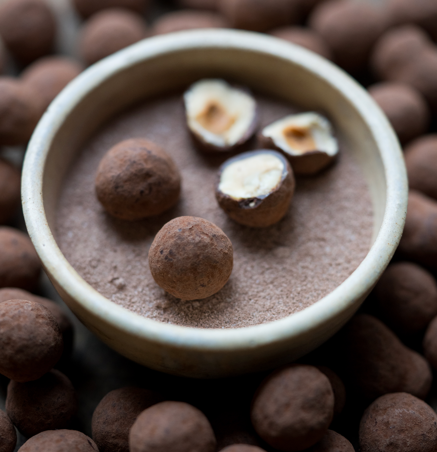 Hasselnødder med chokolade og kakao, 250 gram, økologisk