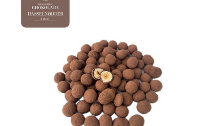 Hasselnødder med chokolade og kakao, 250 gram, økologisk