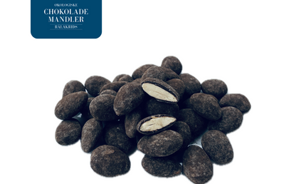 Mandler med chokolade og rålakrids, 500 gram, økologisk
