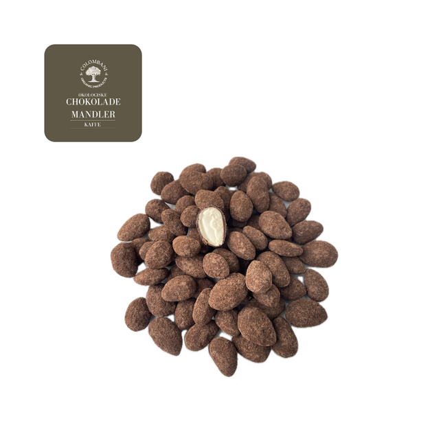 Mandler med chokolade og kaffe, 250 gram, økologisk