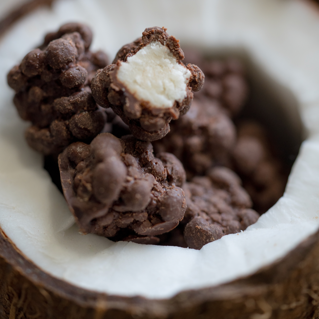 Kokostern med mørk chokolade, 250 gram, økologisk