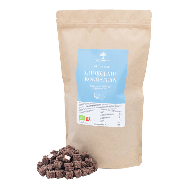 Kokostern med mørk chokolade, 500 gram, økologisk