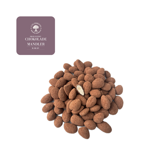 Mandler med chokolade og kakao, 250 gram, økologisk