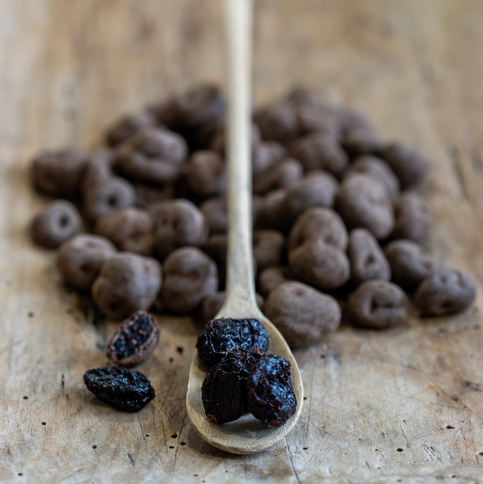 Tranebær med chokolade og rålakrids, 250 gram, økologisk