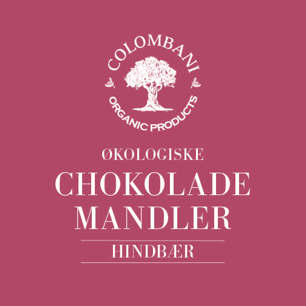 Mandler med chokolade og hindbær, 250 gram, økologisk