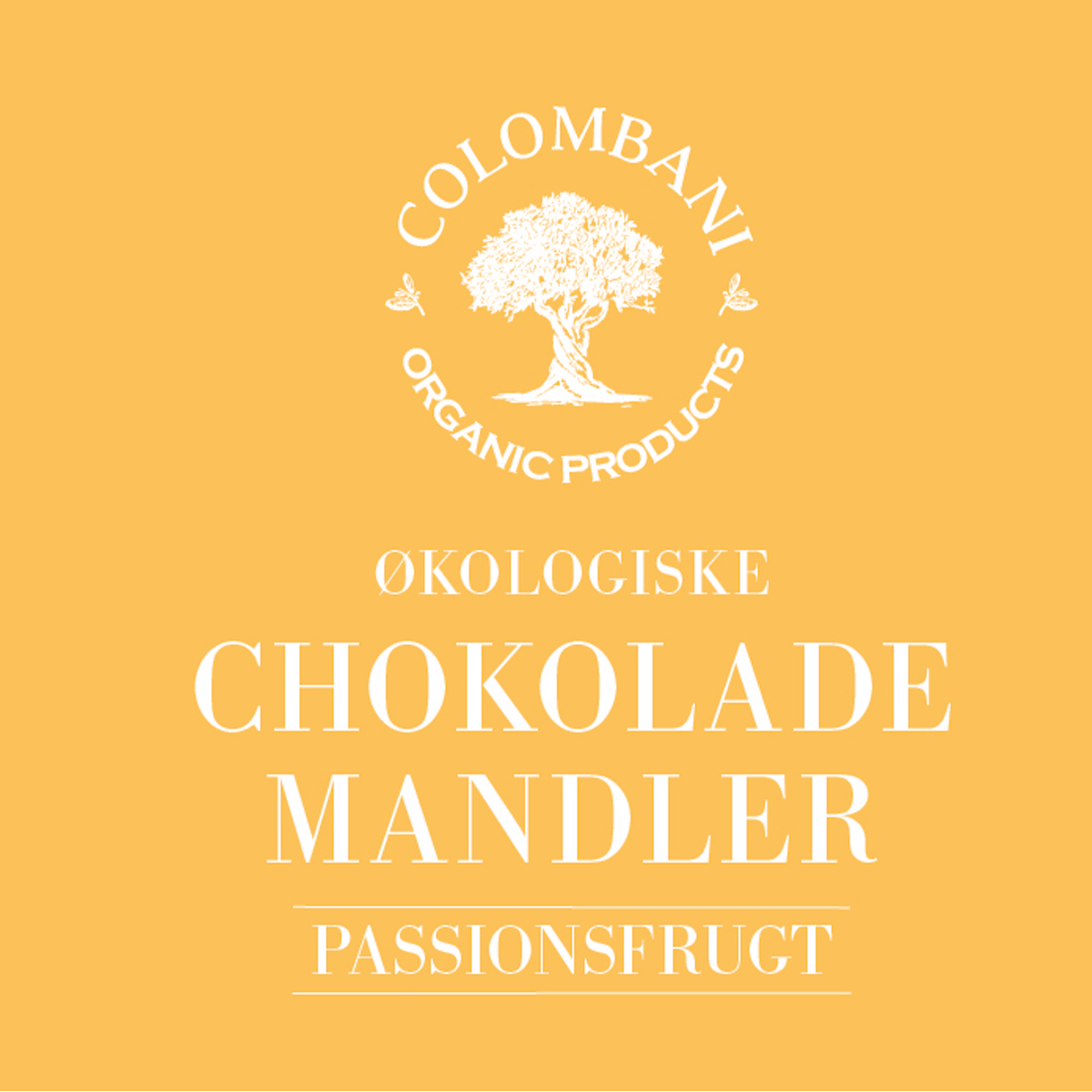Mandler med chokolade og passionsfrugt, 250 gram, økologisk