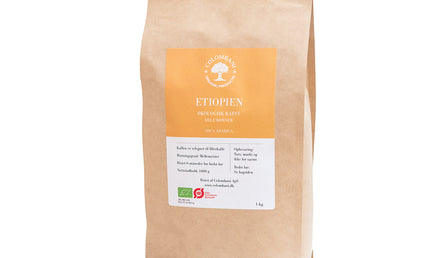 Etiopien, hele kaffebønner, 1 kg, mellemrist, økologisk