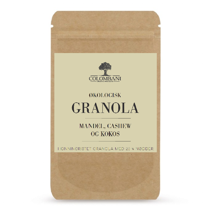 Gavepose, 100 gram, granola, økologisk (mandel, cashew, kokos)