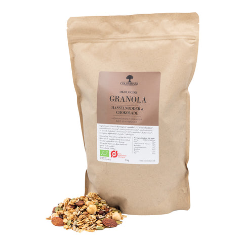 Granola, 1 kg, økologisk (Hasselnød & chokolade)