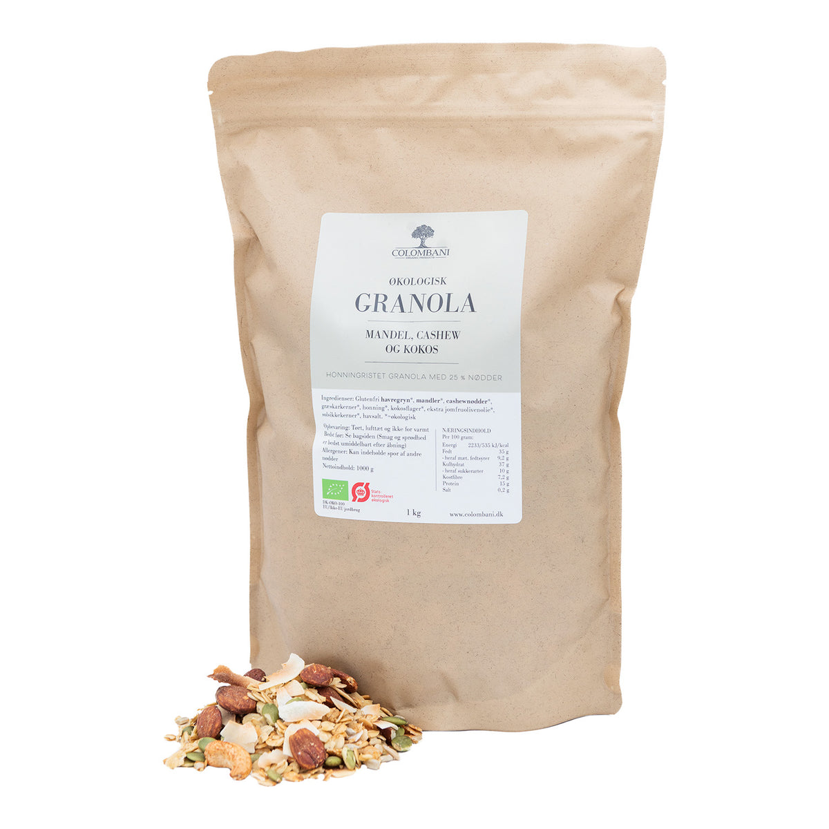 Granola, 1 kg, økologisk (mandel, cashew, kokos)
