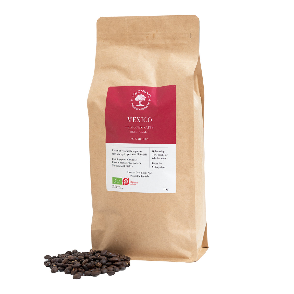 Mexico, hele kaffebønner, 1 kg, espresso, mørkristet, økologisk