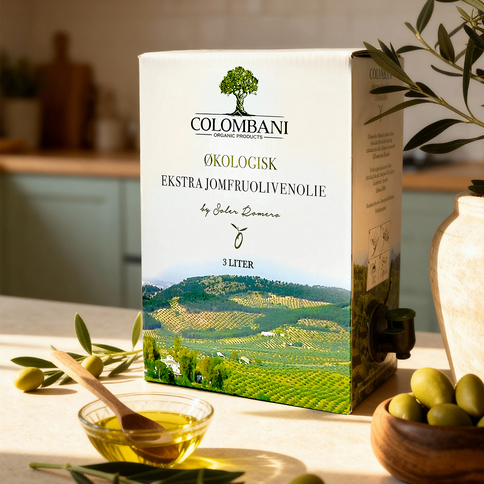 Olivenolie, 3 liter, bag-in-box, økologisk, koldpresset ekstra jomfru