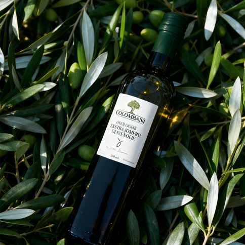 Olivenolie, 500 ml, glasflaske, økologisk, koldpresset ekstra jomfru