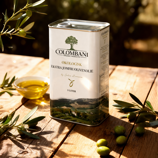 Olivenolie, 3 liter, økologisk, koldpresset ekstra jomfru