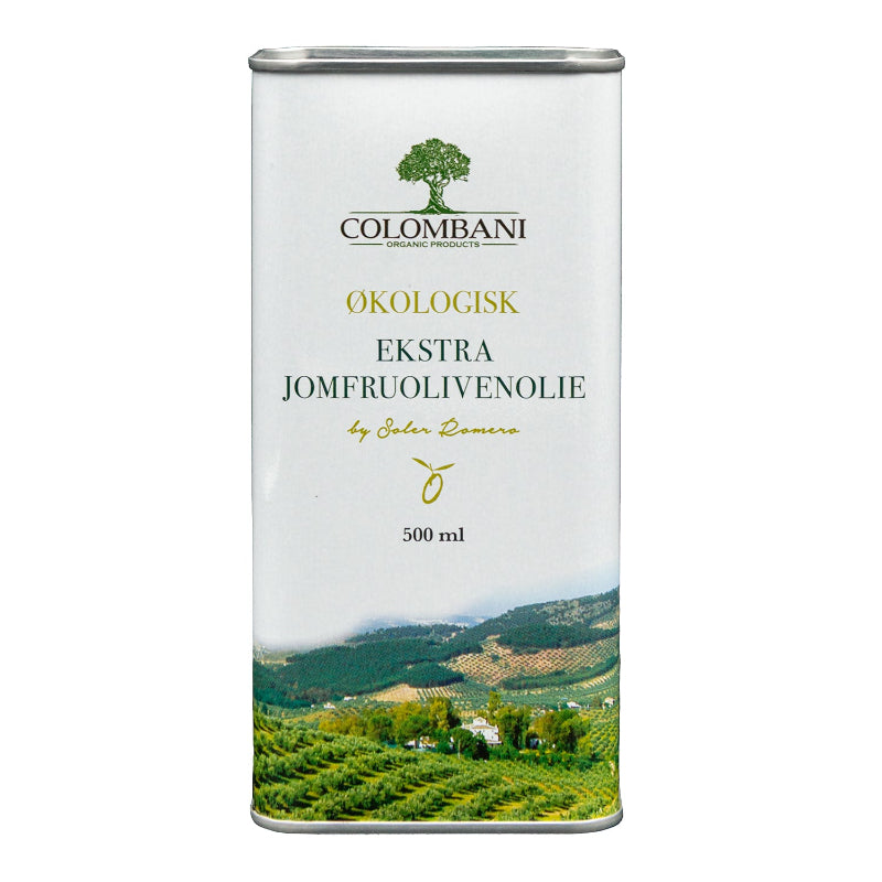 Olivenolie, 500 ml, metaldunk, økologisk, koldpresset ekstra jomfru