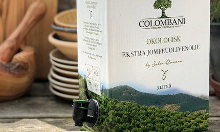 Intropakke til olivenolie: 3 liter olivenolie, 500 ml olivenolie, hældetud m/klap og bog