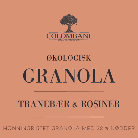 Økologiske granola med tranebær og rosiner - Colombani.dk
