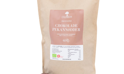 Pekannødder med mørk chokolade og sydesalt, 500 gram, økologisk
