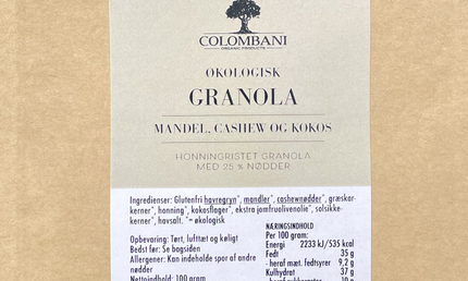 🎁 Gavepose, 100 gram, granola, økologisk (mandel, cashew, kokos) (100% off)