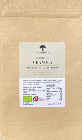 🎁 Gavepose, 100 gram, granola, økologisk (mandel, cashew, kokos) (100% off)